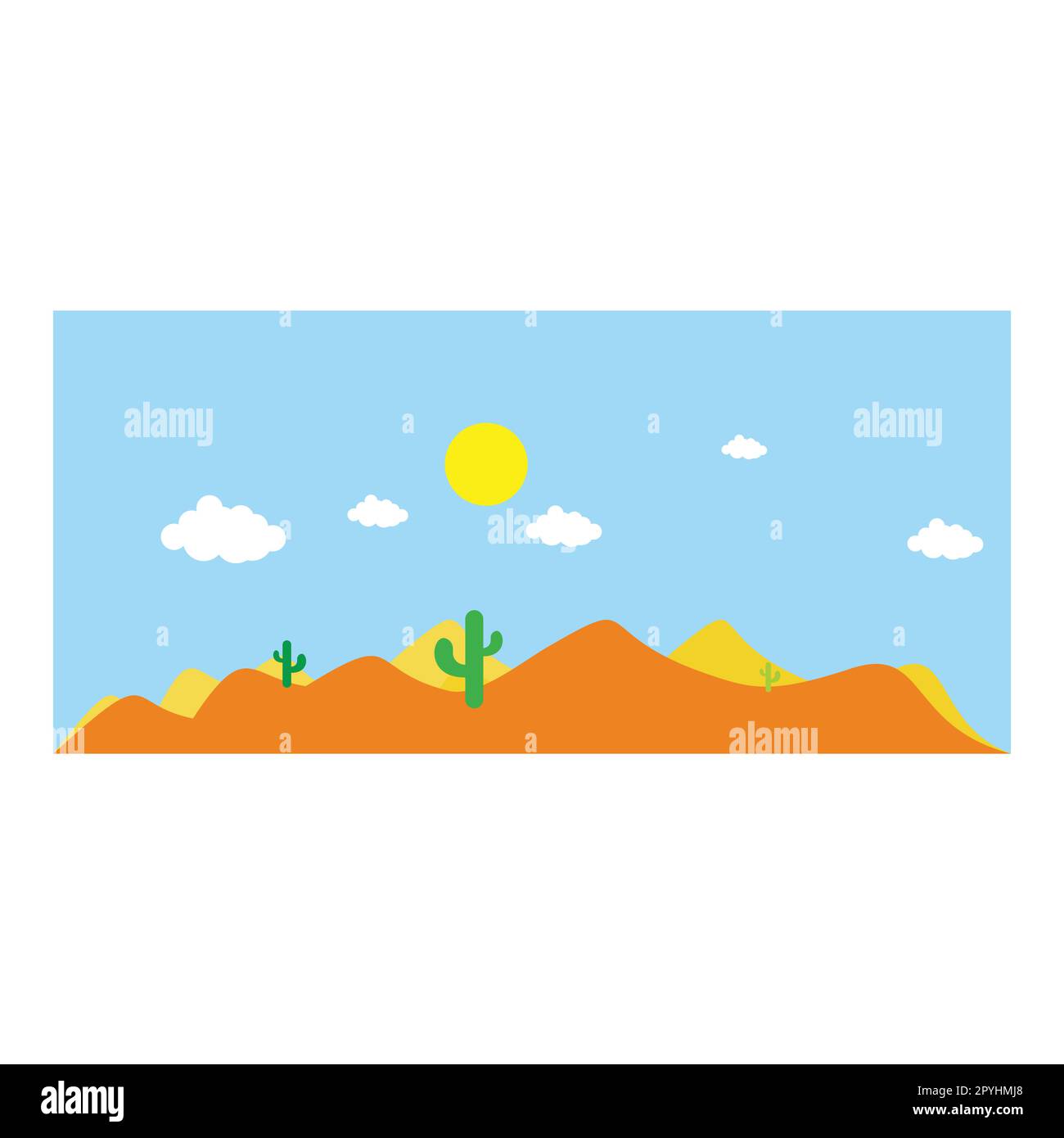 Wüste, Natur, geometrisches Symbol am Nachmittag einfacher Logo-Vektor Stock Vektor