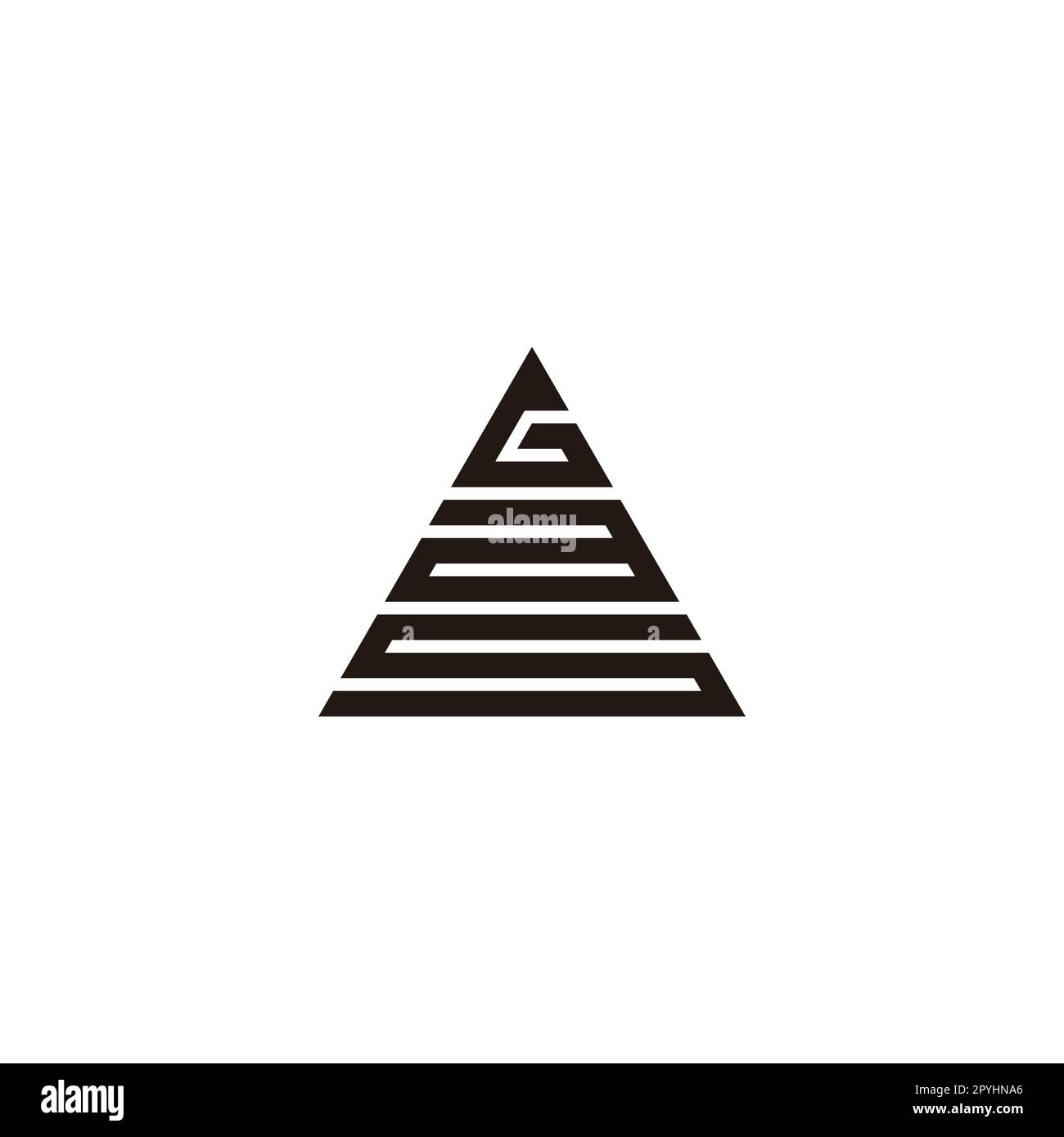 Buchstaben G, A und S, geometrisches Dreieck-Symbol einfacher Logovektor Stock Vektor