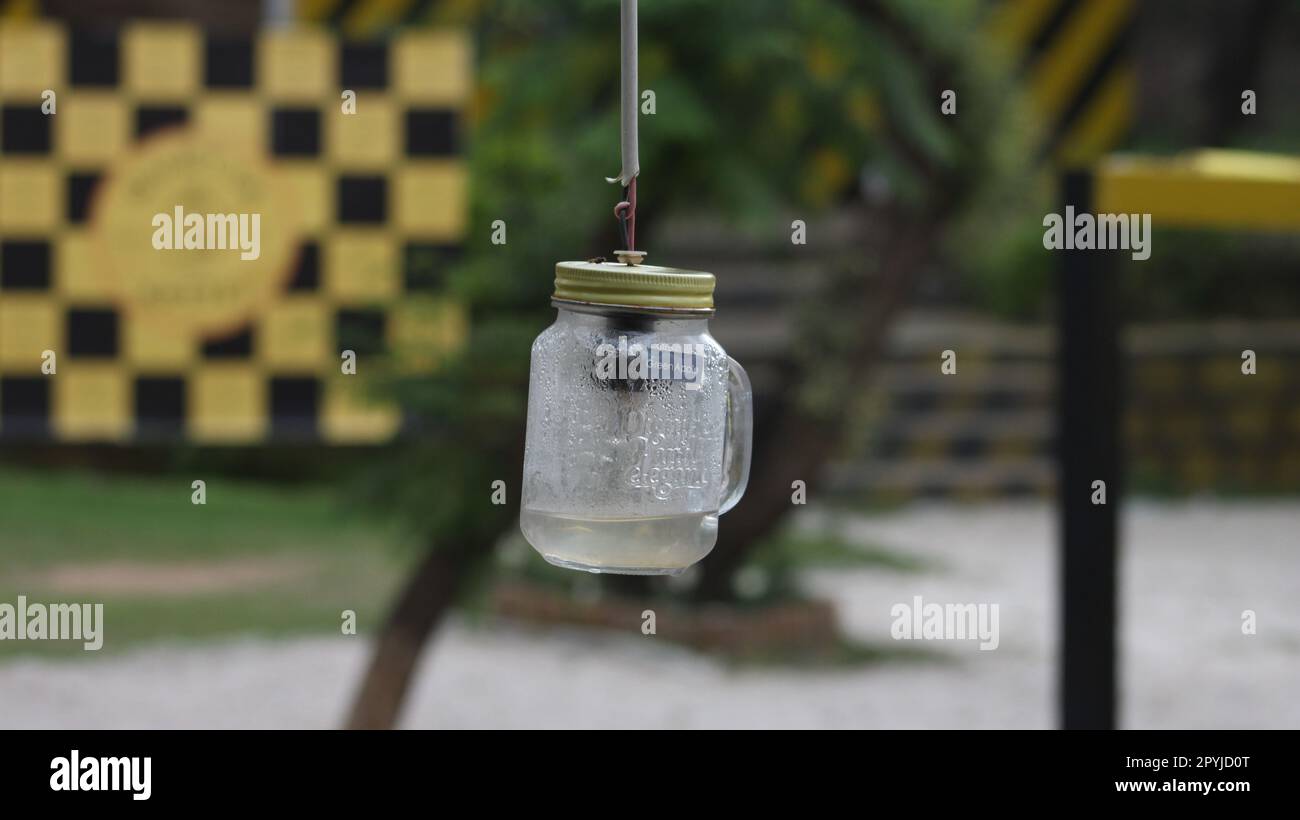 Elektrische Solerglas-Leuchte für den Garten Stockfoto