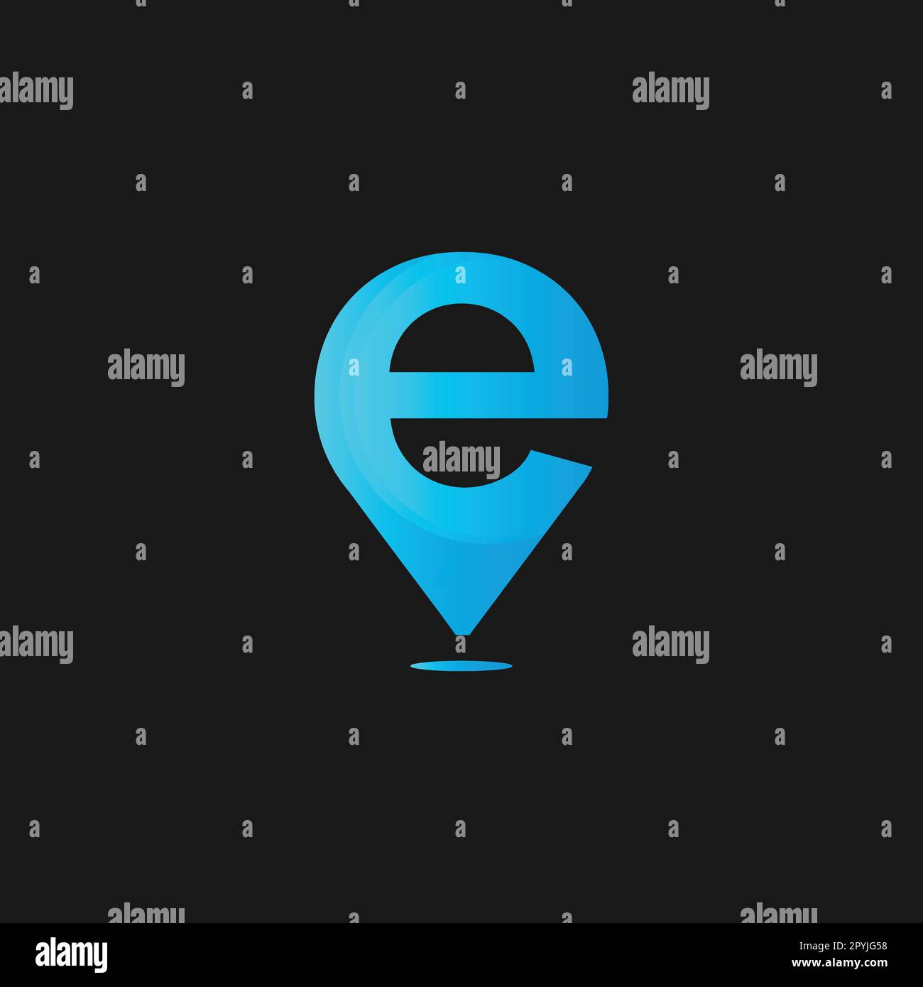 Designvorlage für das E-Logo mit Kartenzeiger Stock Vektor