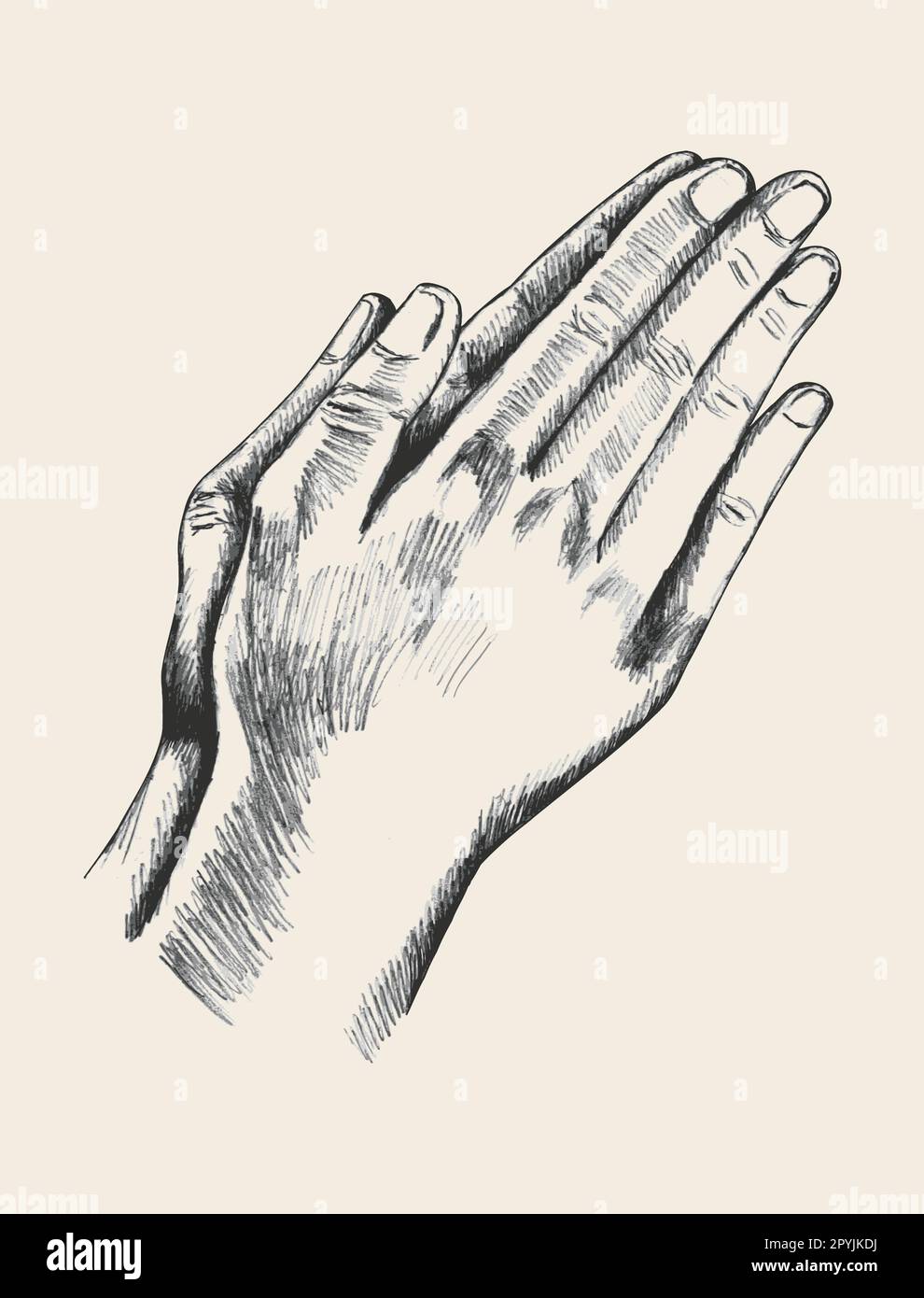 Skizzendarstellung der betenden Hand Stock Vektor
