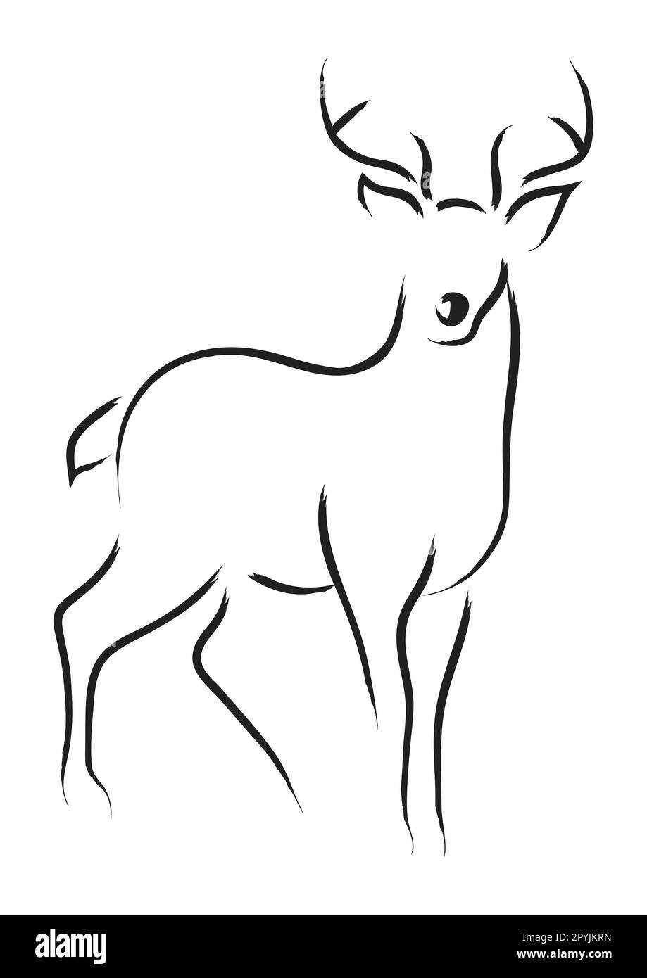 Einfache Strichkunst eines Hirsches Stock Vektor