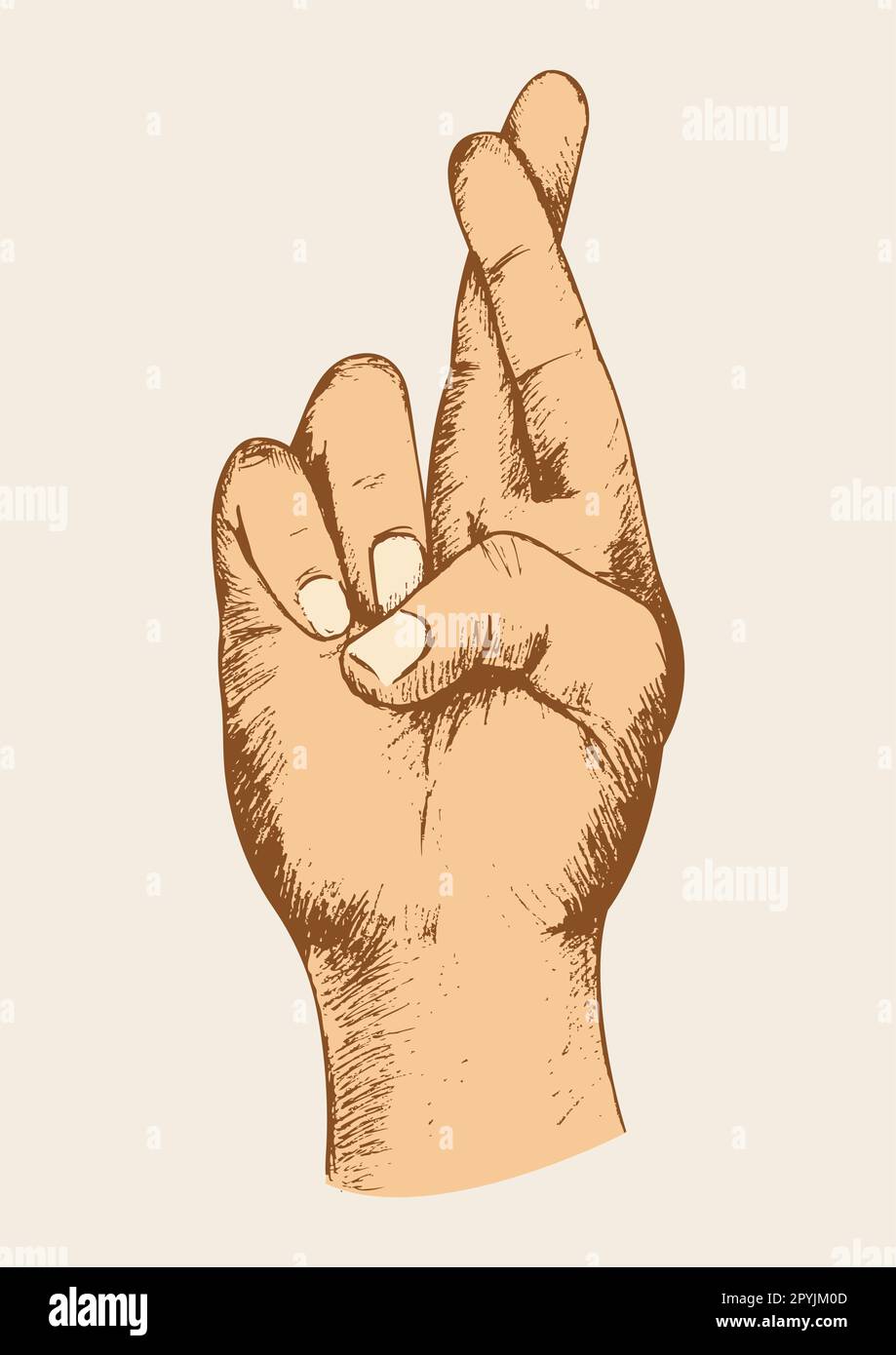 Skizzendarstellung einer gekreuzten Finger Stock Vektor