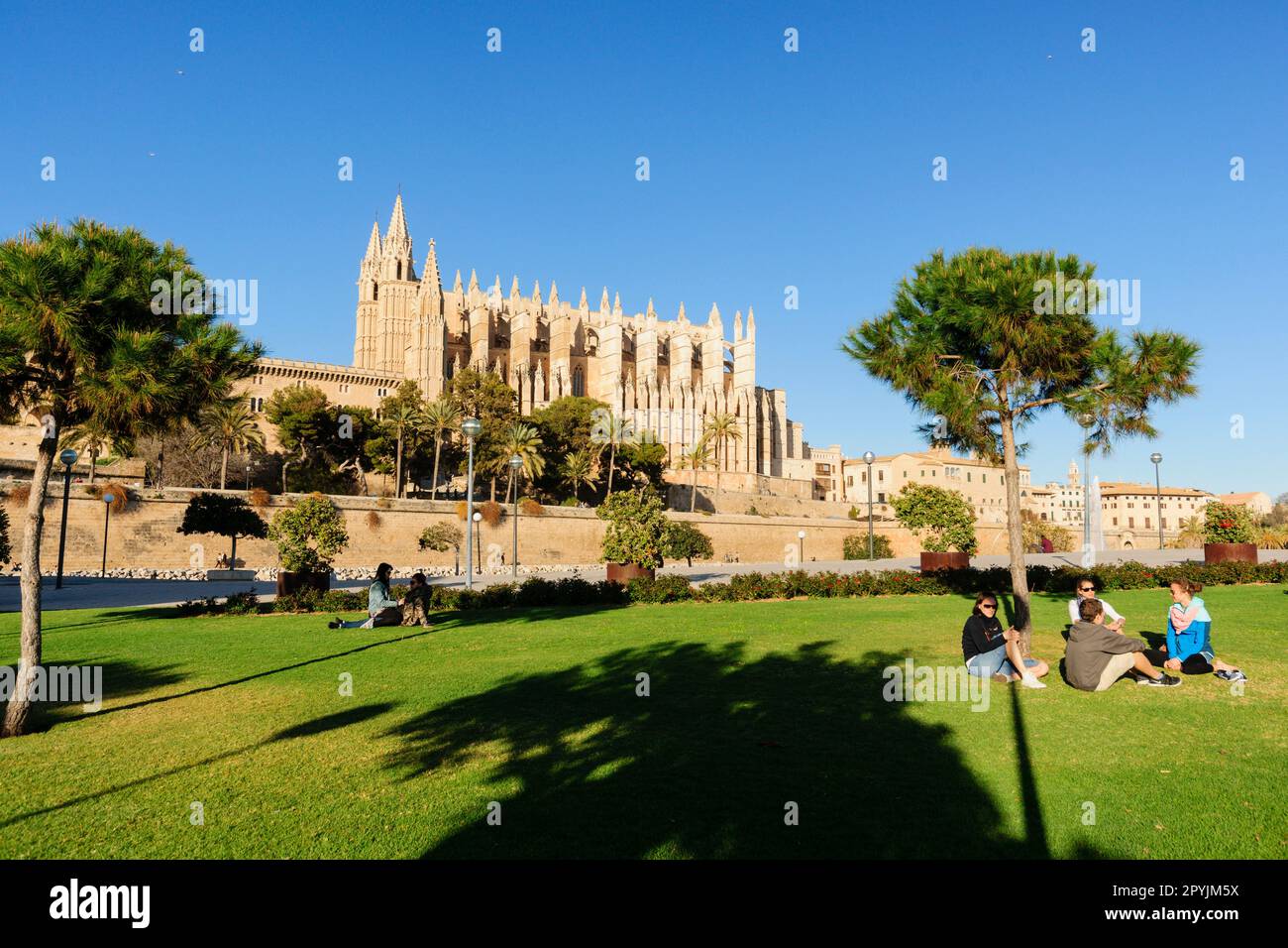 parque del Mar y Catedral de Mallorca , siglo XIII, Monumento Histórico-artístico, Palma, mallorca, islas baleares, España, europa Stockfoto