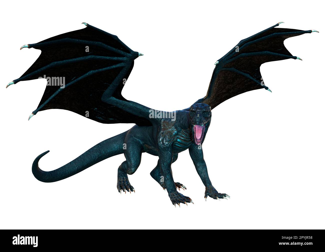 3D-Rendering eines Fantasy-Drachen isoliert auf weißem Hintergrund Stockfoto