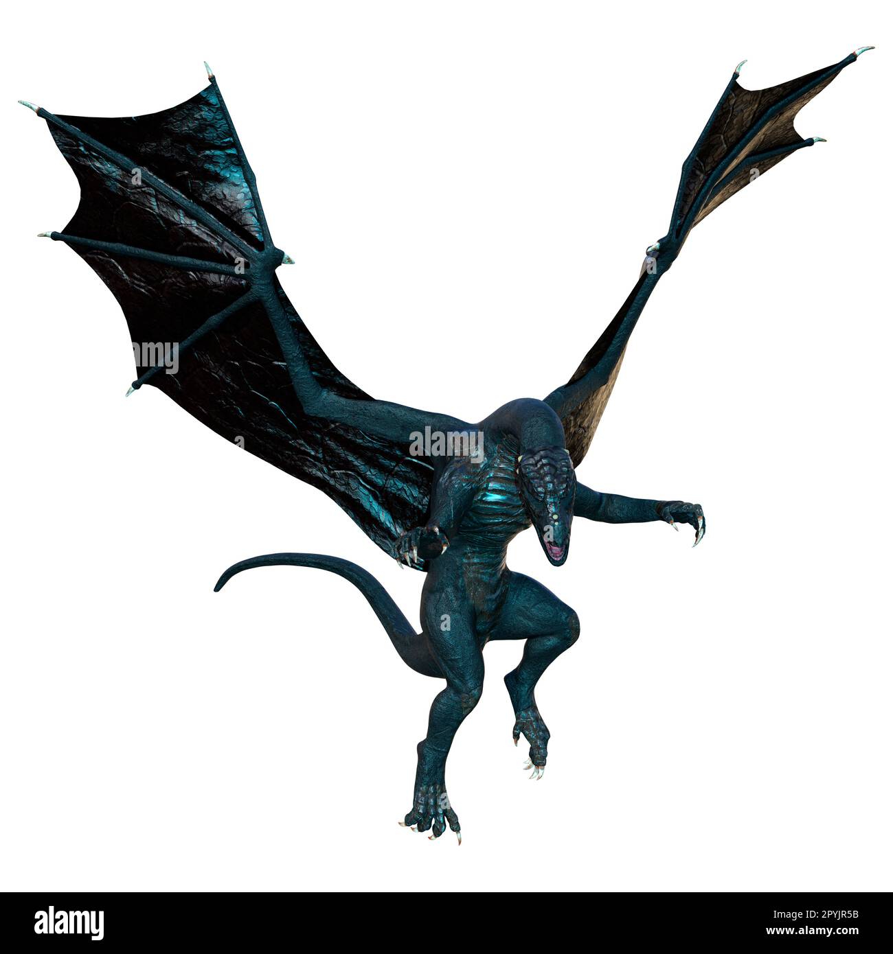 3D-Rendering eines Fantasy-Drachen isoliert auf weißem Hintergrund Stockfoto