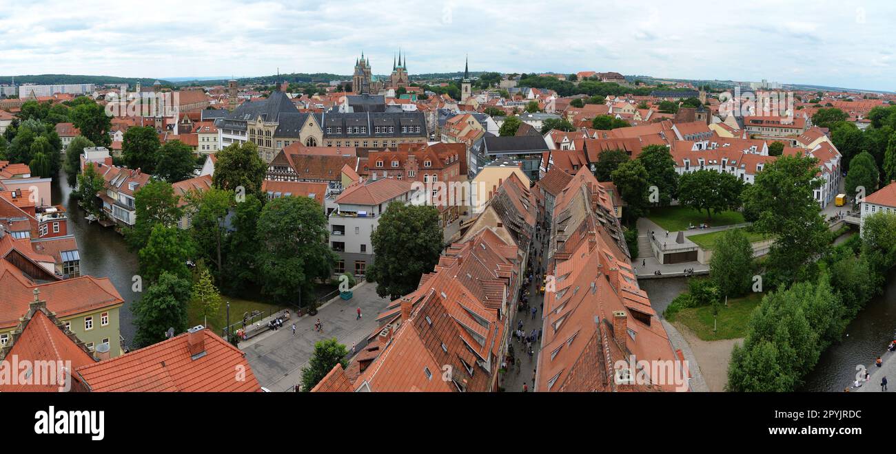 Blick vom Turm der Ã„gidienkirche auf Erfurt Stockfoto