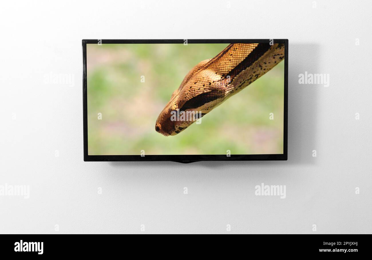 TV-Monitor an der Wand Stockfoto