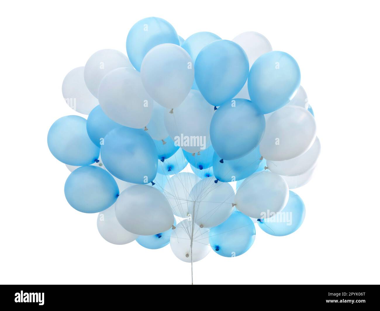 Ballons, die isoliert auf weißem Hintergrund Stockfoto