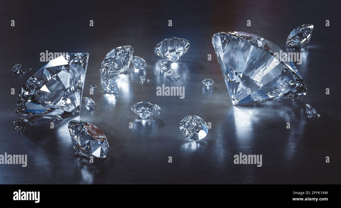 Diamanten auf Betonhintergrund Stockfoto