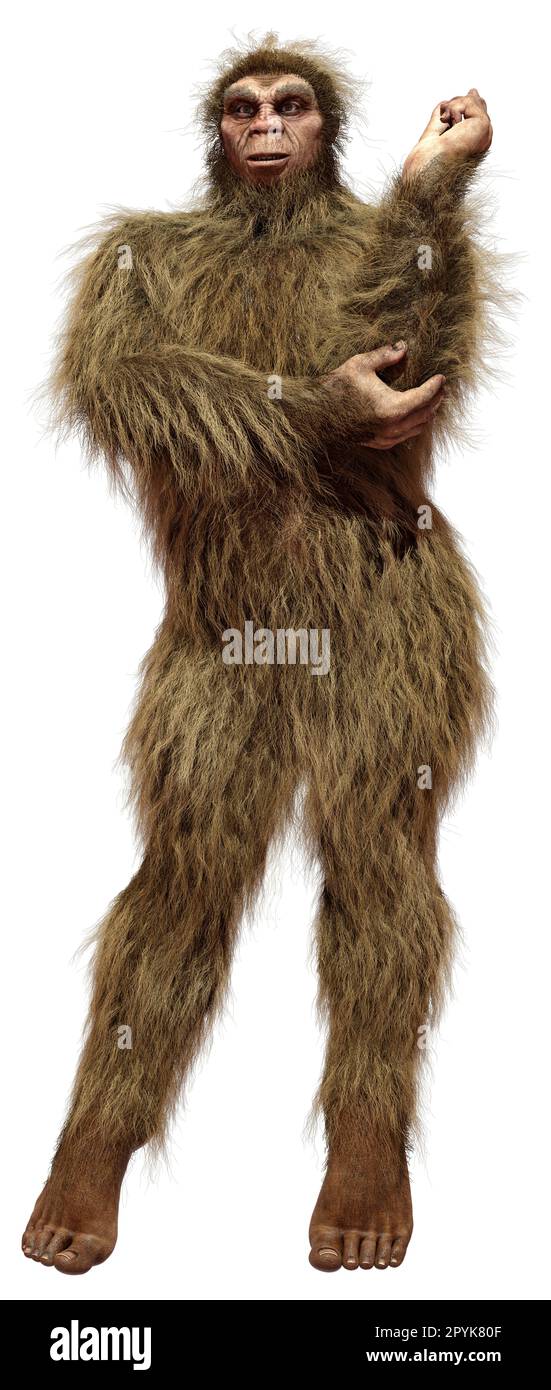 3D-Rendering eines Sasquatch oder Bigfoot isoliert auf Weiß Hintergrund Stockfoto