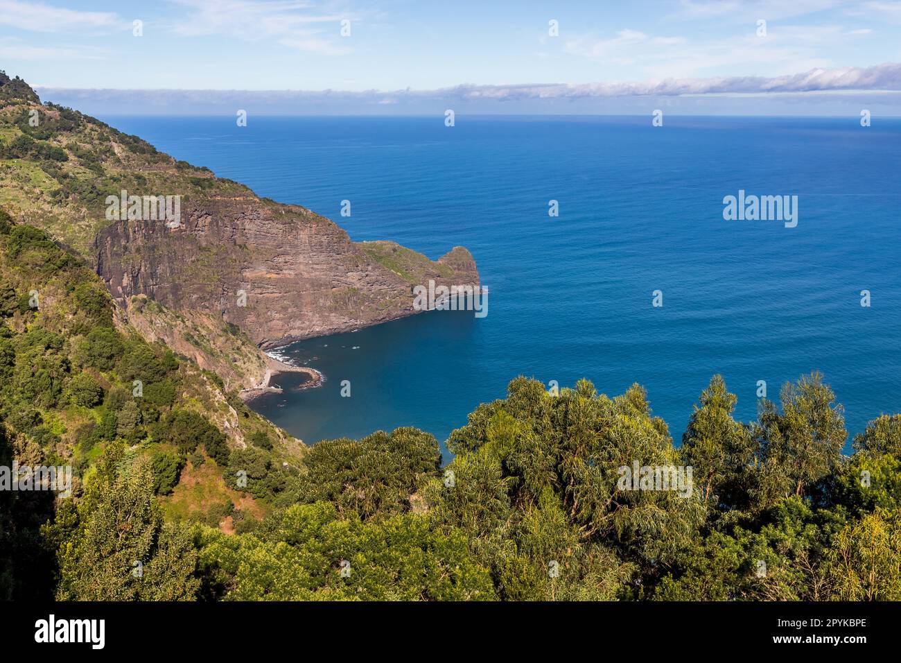 Porto da Cruz auf den Höhen zum Meer, Madeira Stockfoto