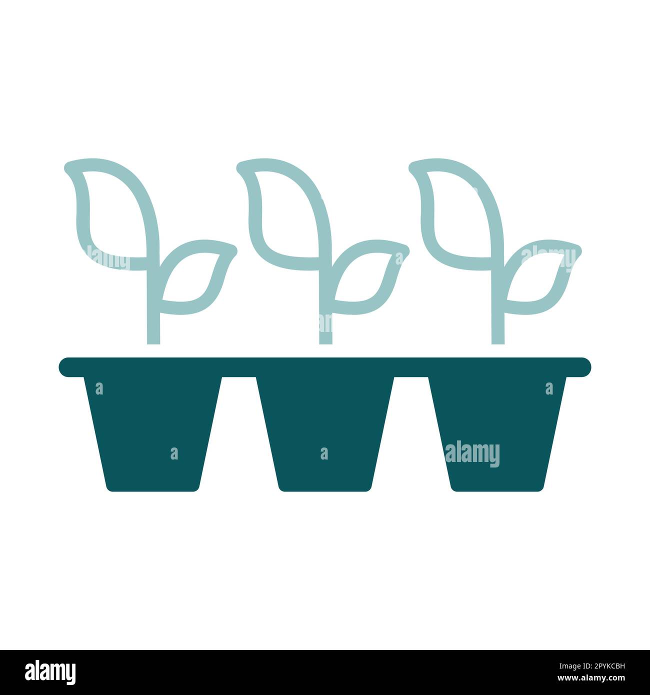 Sämlinge oder junge Pflanzen wachsen in Kunststoff-Topf Vektor-Symbol. Graph Symbol für Landwirtschaft, Garten und Pflanzen Website und Apps Design, Logo, App, UI Stockfoto