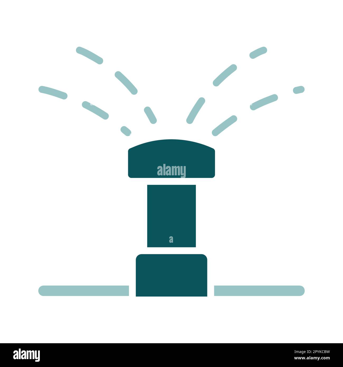 Vektorsymbol für automatische Wassersprinkler im Garten. Graph Symbol für Landwirtschaft, Garten und Pflanzen Website und Apps Design, Logo, App, UI Stockfoto