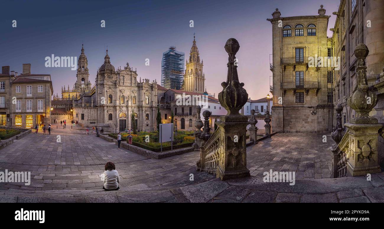 KATHEDRALE, SANTIAGO DE COMPOSTELA, EINE PROVINZ CORUNA, GALICIEN, SPANIEN Stockfoto