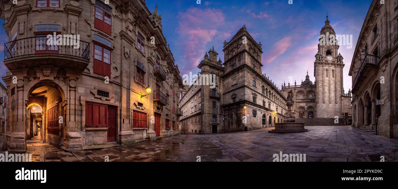 KATHEDRALE, SANTIAGO DE COMPOSTELA, EINE PROVINZ CORUNA, GALICIEN, SPANIEN Stockfoto