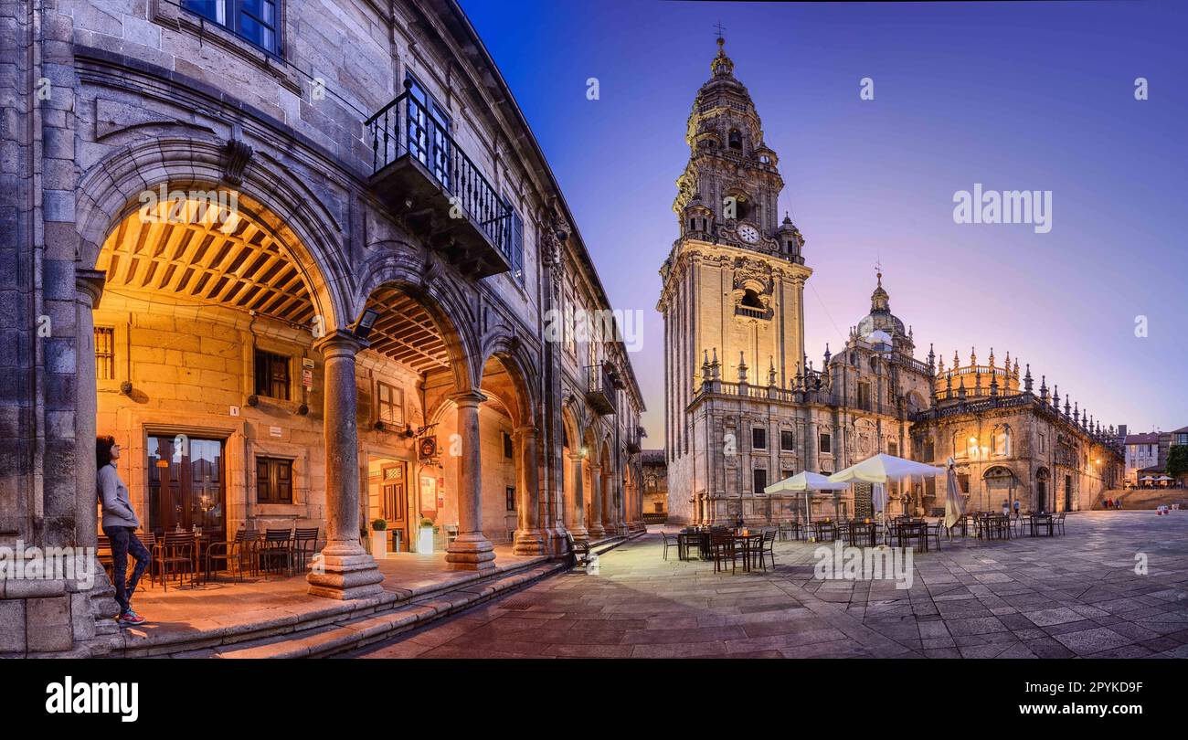 KATHEDRALE, SANTIAGO DE COMPOSTELA, EINE PROVINZ CORUNA, GALICIEN, SPANIEN Stockfoto