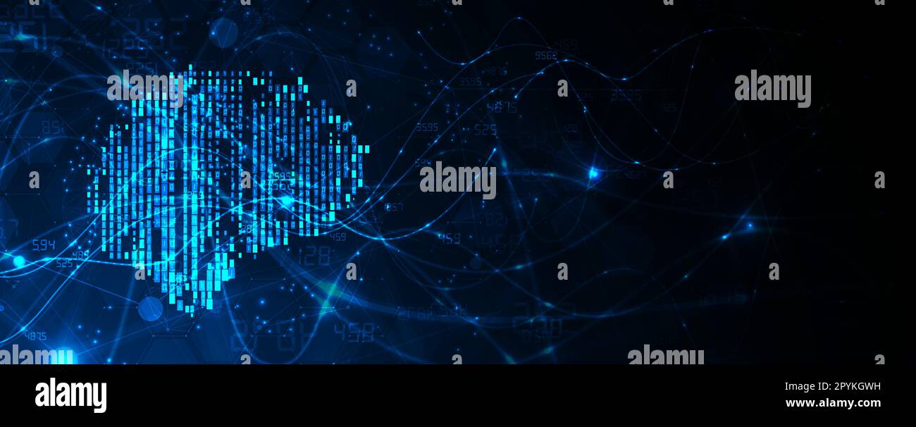 Abstrakte Künstliche Intelligenz. Cloud-Computing. Maschinelles Lernen. Hintergrund des Technologiewebs. Futuristischer Hintergrund des virtuellen Konzepts Stock Vektor