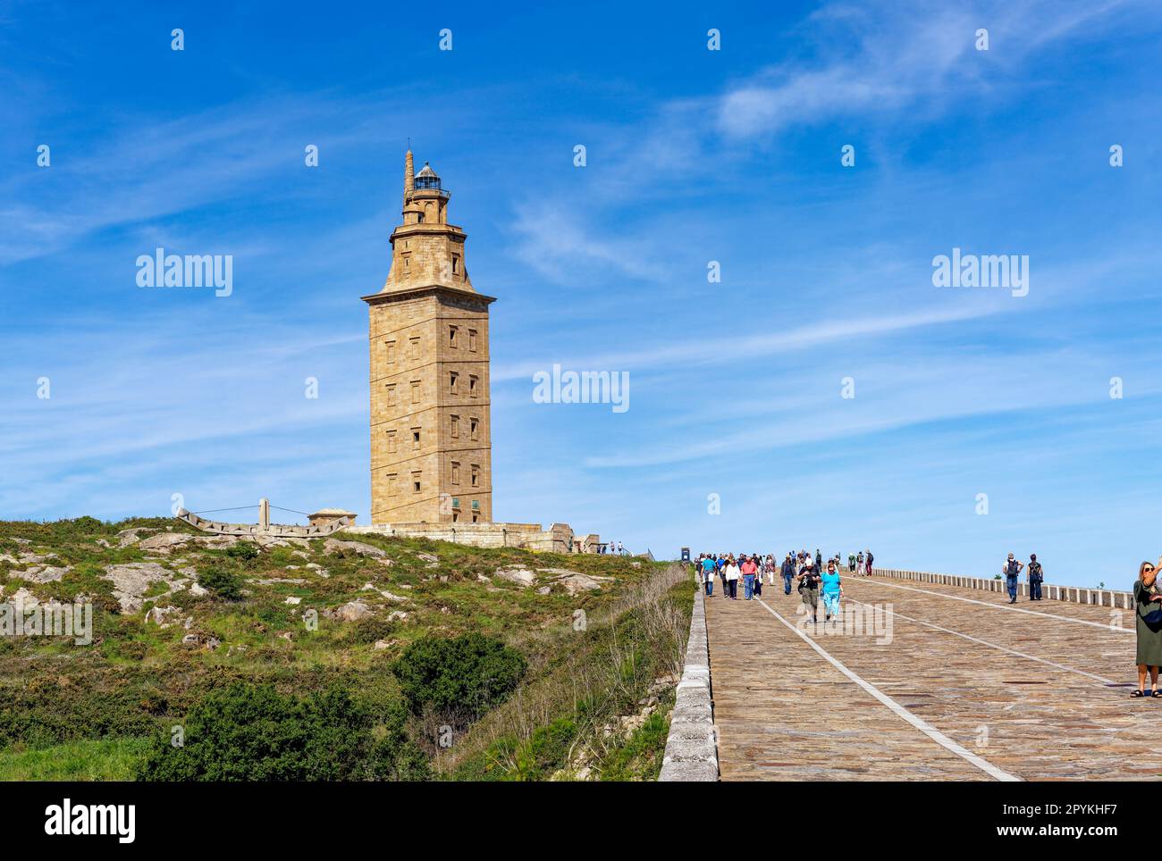 Der Turm des Herkules in La Coruna, Spanien (Torre de Hércules), ist der älteste Leuchtturm der Welt Stockfoto