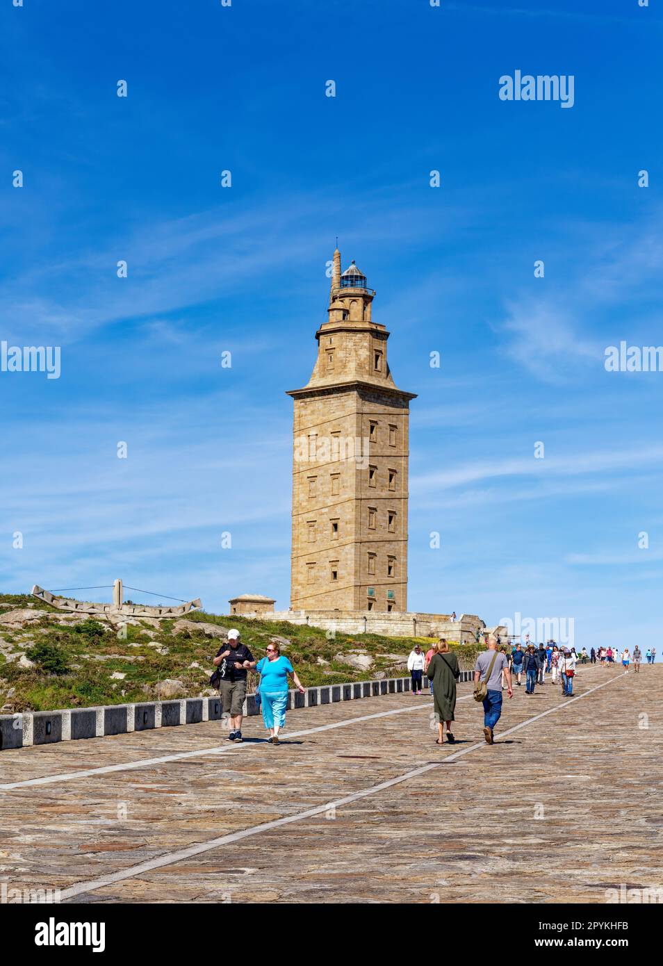 Der Turm des Herkules in La Coruna, Spanien (Torre de Hércules), ist der älteste Leuchtturm der Welt Stockfoto