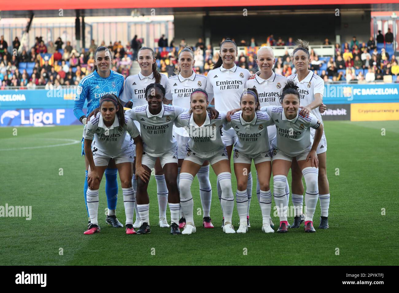 Sant Joan Despí, Spanien, 25. März 2023. Spanische Liga F: FC Barcelona gegen Real Madrid CF. Real Madrid CF Frauen Teamfoto. Kredit: Joan G/Alamy Live News Stockfoto