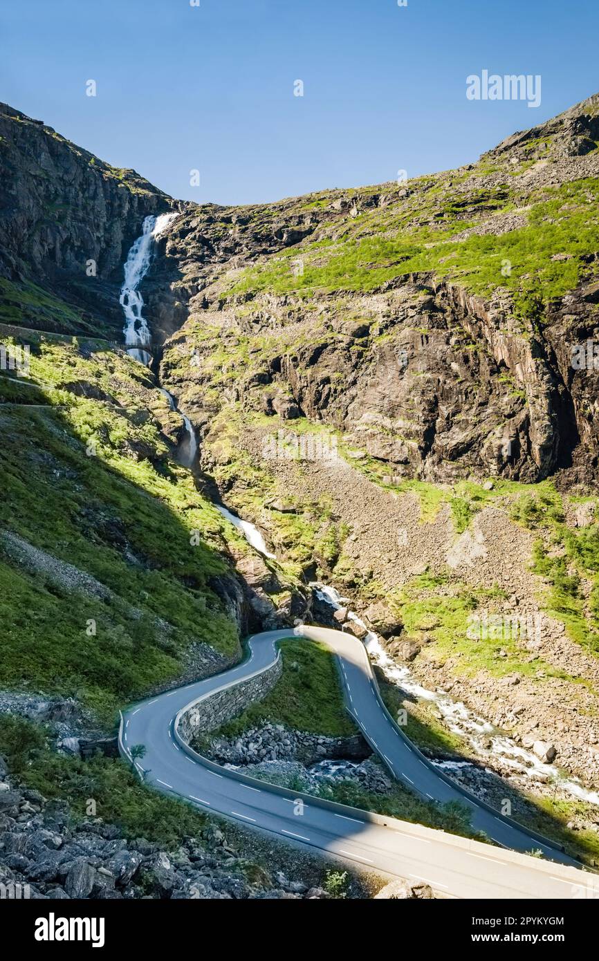 Der berühmte Trollstigen-Pass in Norwegen Stockfoto
