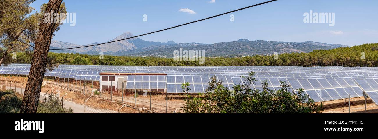 parque de energía Solar fotovoltaica, ses Barraques, Calviá, Mallorca, Balearen, Spanien Stockfoto