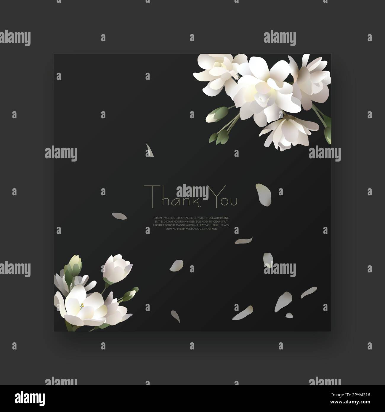 Nahtloser digitaler Post mit lebendigen weißen Blumen, Illustration eines sozialen Posts Stock Vektor
