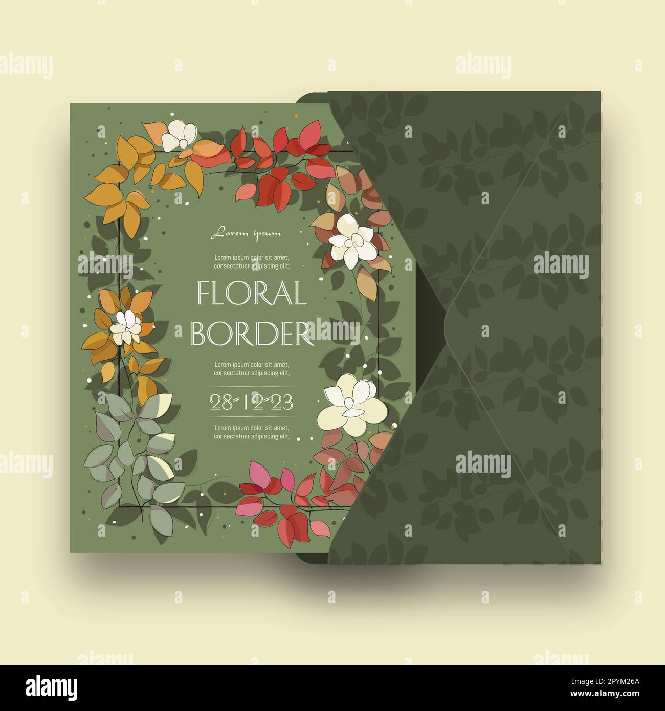Einladungsvorlage für Hochzeiten mit Blumenmotiv Stock Vektor