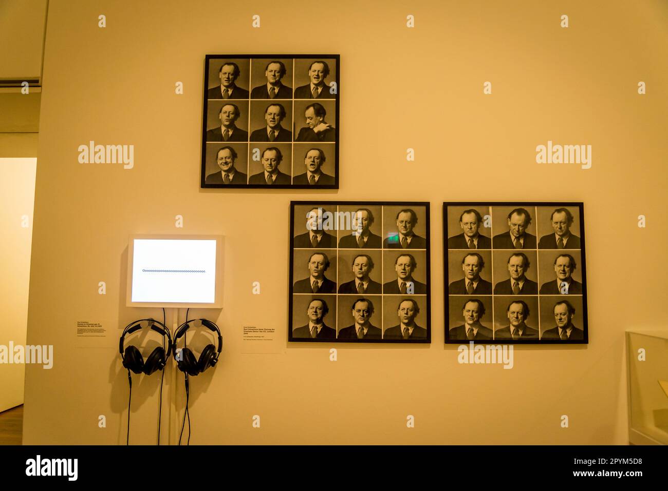 Kurt Schwitters Kunstwerk, Anhörung in der Kunstausstellung im Museum Tinguely, Basel, Schweiz Stockfoto