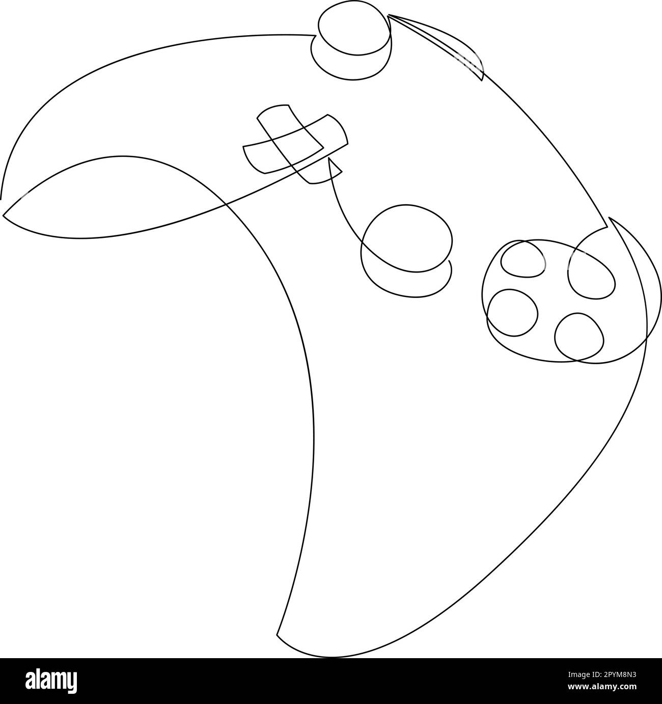Eine durchgehende Linienzeichnung des Game-Controllers. Grafik-Vektordarstellung mit einer Zeile für Gamepad Stock Vektor