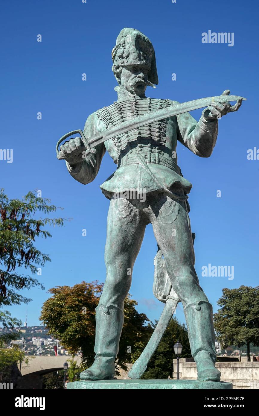 Statue von Oregon Huszar in Budapest Stockfoto