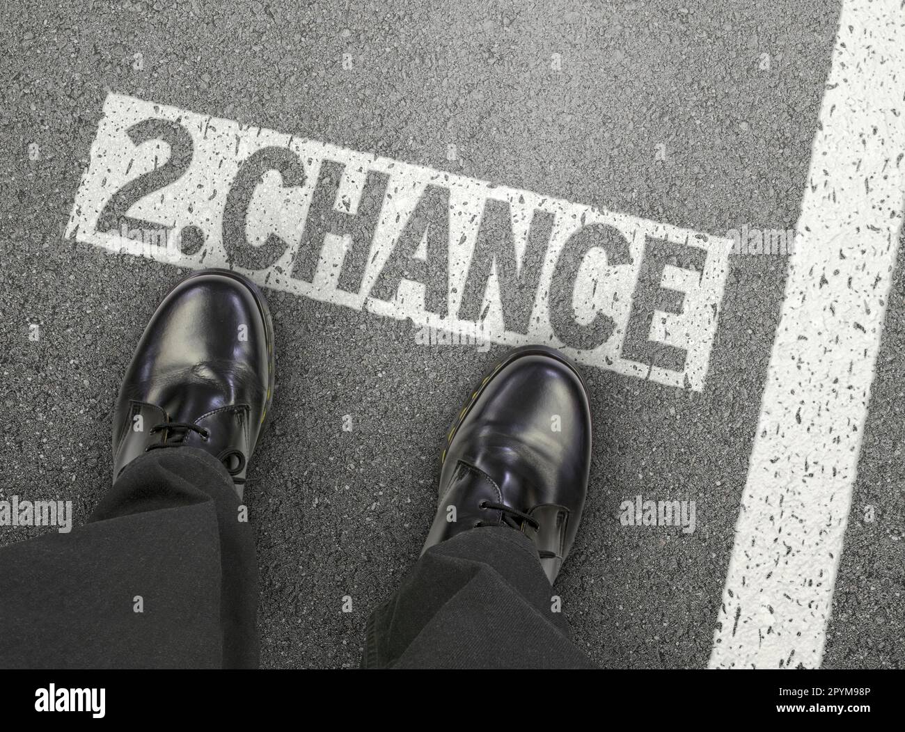 2. Chance, Second, Chance, 2, Einsatz, Ändern, bekommen, bekommen, Leben, Job, Beruf, Schule, Person, menschliches Konzept der zweiten Chance, symbolisch, Erfolg Stockfoto