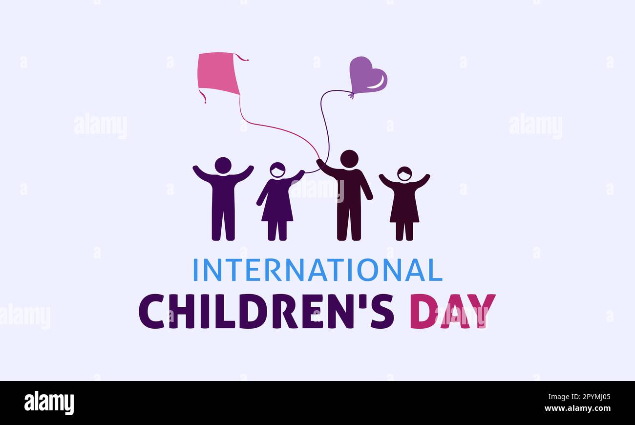 Internationaler Kindertag. Vektorabbildung eines Hintergrundposters zum glücklichen Kindertag mit einer Vektorabbildung für glückliche Kinder. Stock Vektor