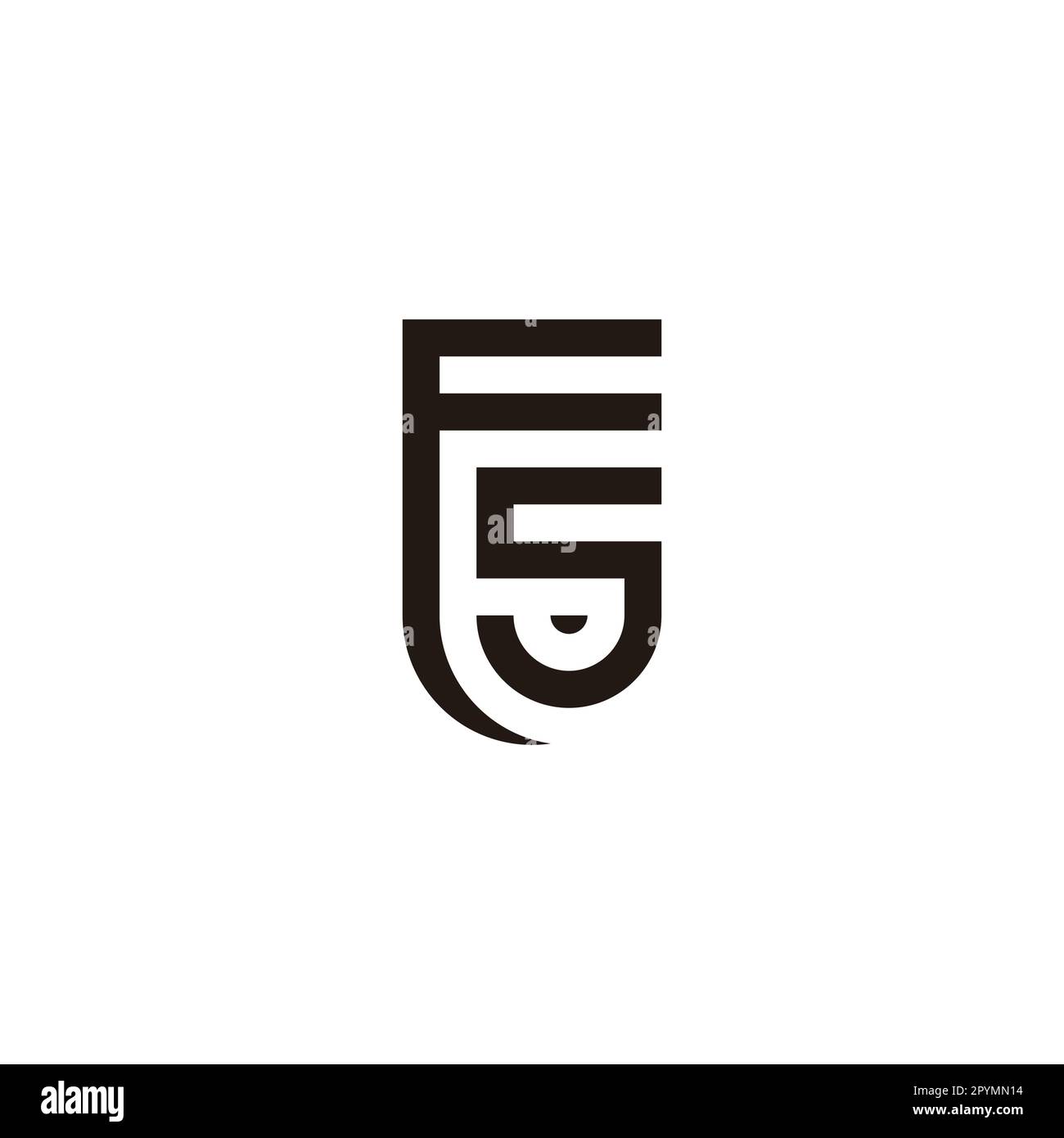 Buchstabe F und S Abschirmung geometrisches Symbol einfacher Logo-Vektor Stock Vektor