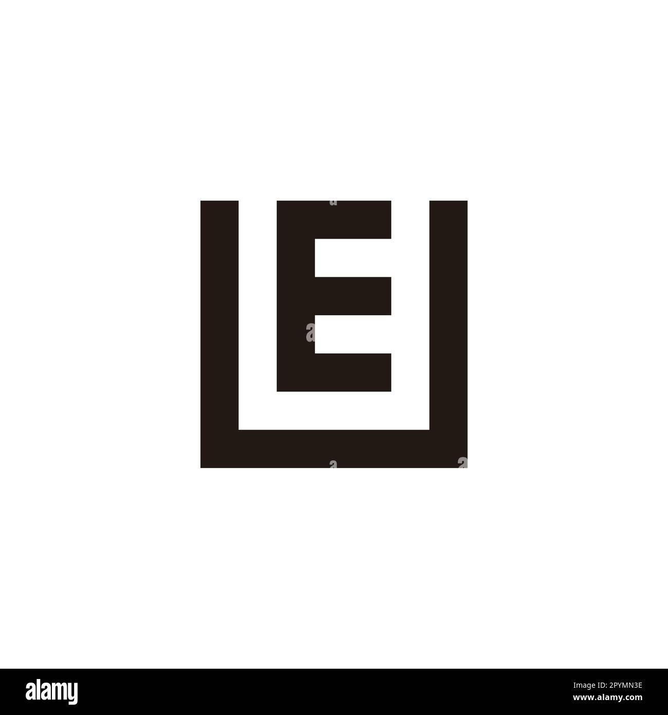 Buchstabe E im U-Quadrat geometrisches Symbol einfacher Logo-Vektor Stock Vektor