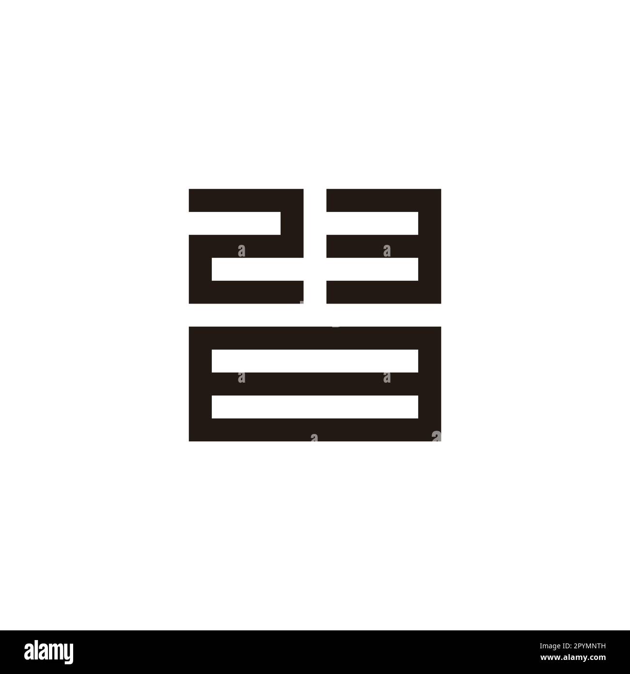 Nummer 2, 3 und 8 quadratisches geometrisches Symbol einfacher Logo-Vektor Stock Vektor