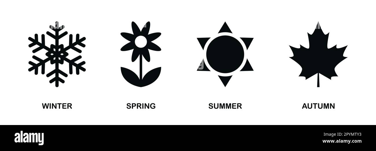 Four Seasons Winter Frühling Sommer Herbst einfaches Ikonenset Stock Vektor