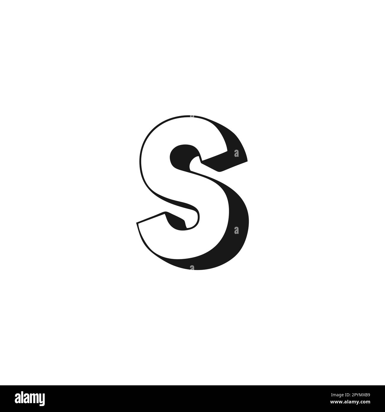Buchstabe s 3D geometrisches Symbol einfacher Logovektor Stock 