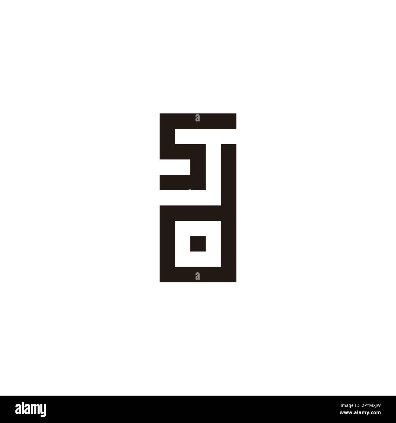 Buchstabe sd quadratisch, rechteckiges geometrisches Symbol einfacher Logovektor Stock Vektor