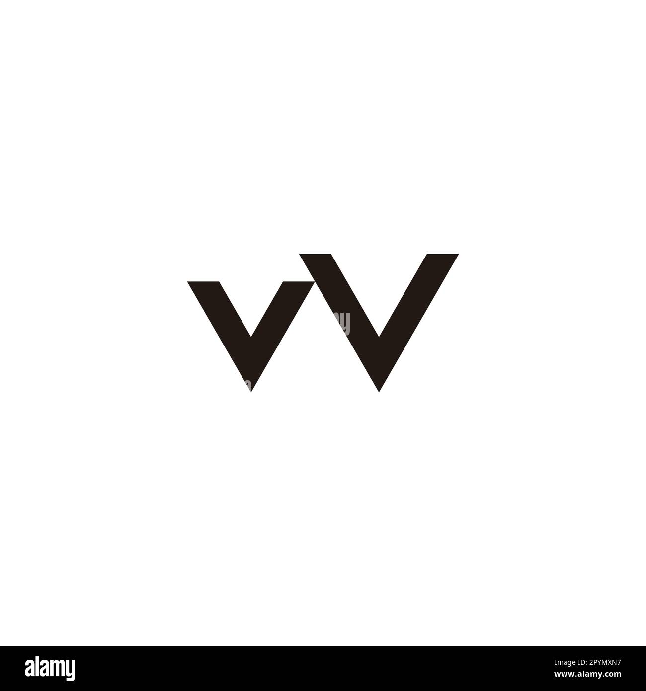 Zwei Buchstaben V, Buchstabe W geometrisches Symbol einfacher Logo-Vektor Stock Vektor