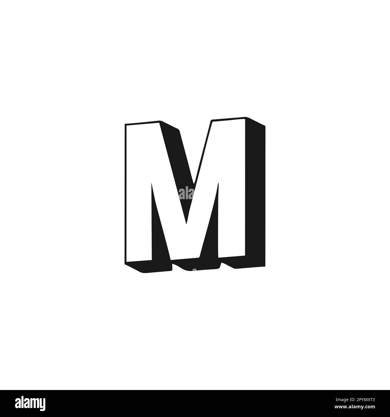 Buchstabe M 3D geometrisches Symbol einfacher Logovektor Stock Vektor