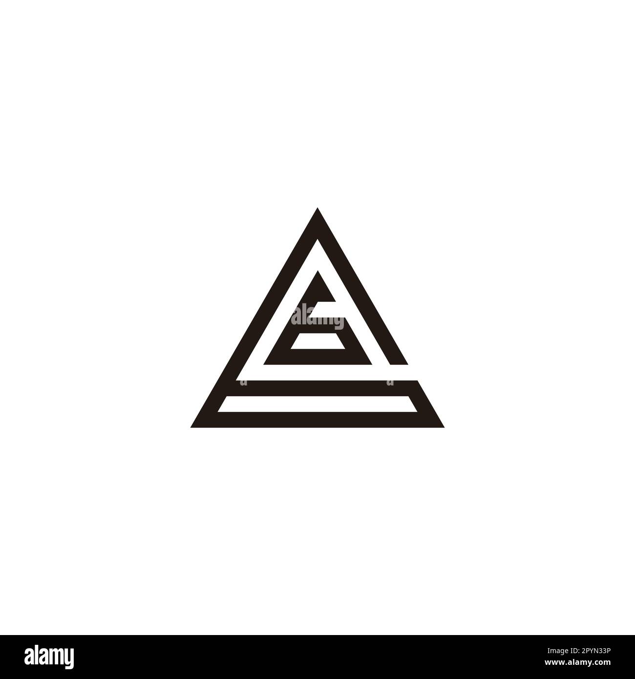 Nummer 6 in 6, dreieckiger geometrischer Logovektor für einfache Symbole Stock Vektor
