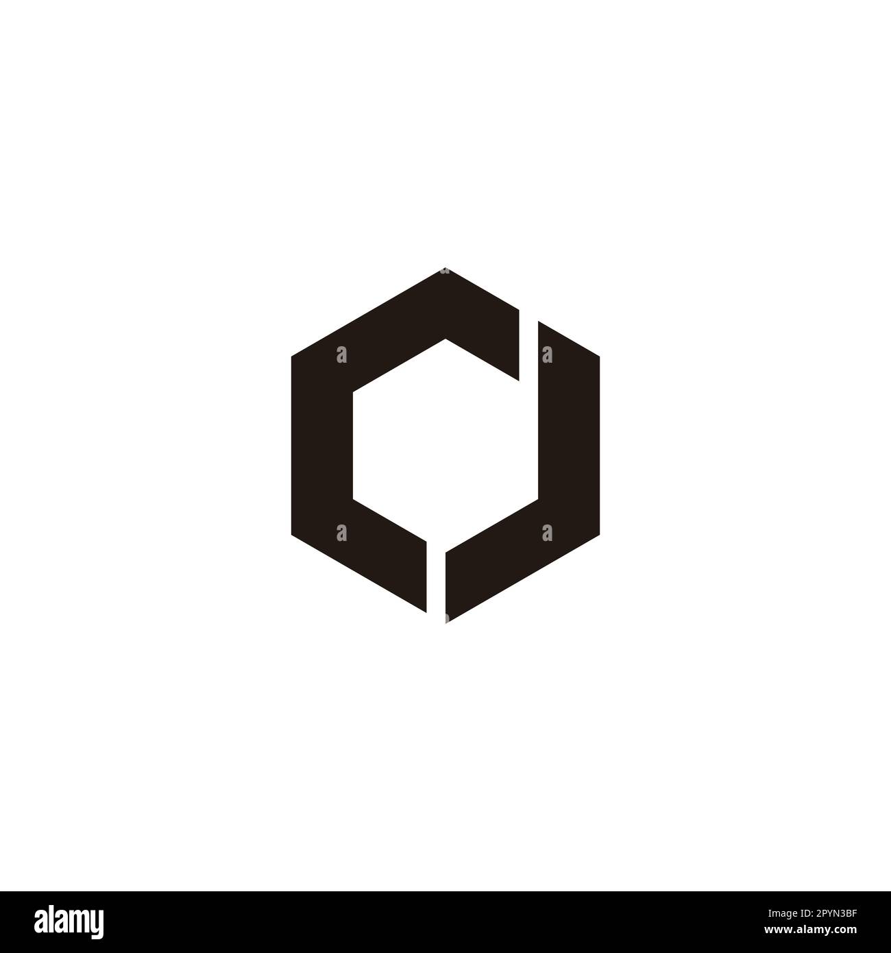 Schreiben OJ JO J sechseckiger Logovektor für einfache Symbole Stock Vektor