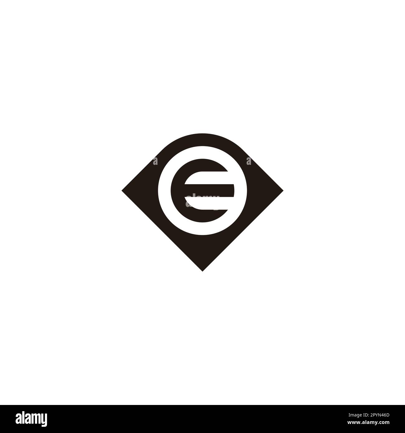 Buchstabe E in rautenförmigem, kreisförmigem geometrischem Symbol einfacher Logo-Vektor Stock Vektor