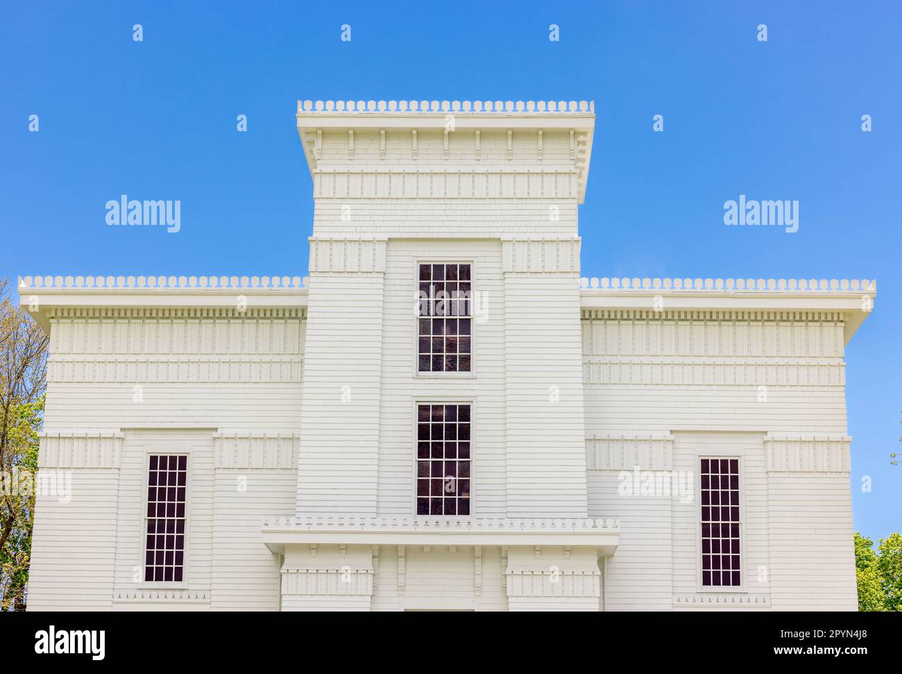 Detailbild der alten Walfangkirche in Sag Harbor, ny Stockfoto