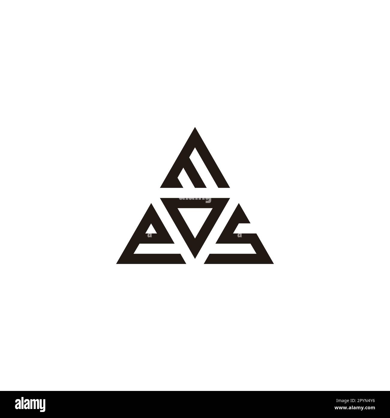 Buchstaben M, e, o und S Dreiecke Geometrisches Symbol einfacher Logovektor Stock Vektor
