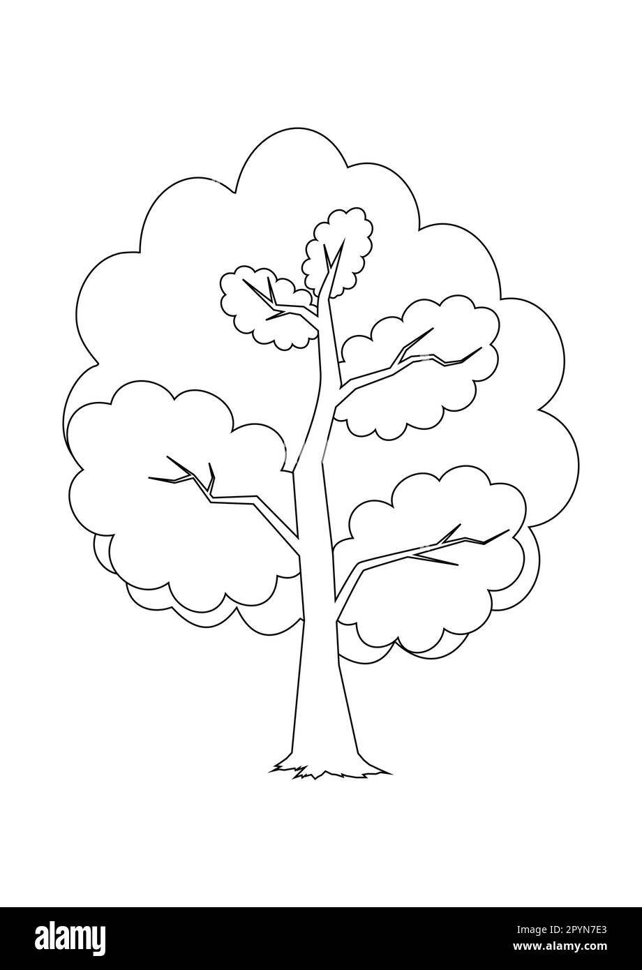 Schwarzweißbaum-Clipart-Vektor isoliert auf weißem Hintergrund. Malseite Stock Vektor