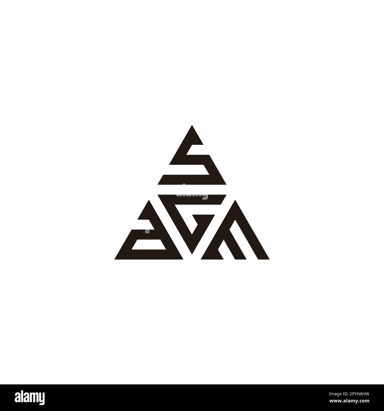 Buchstaben A, G, s und m Dreiecke Geometrisches Symbol einfacher Logovektor Stock Vektor