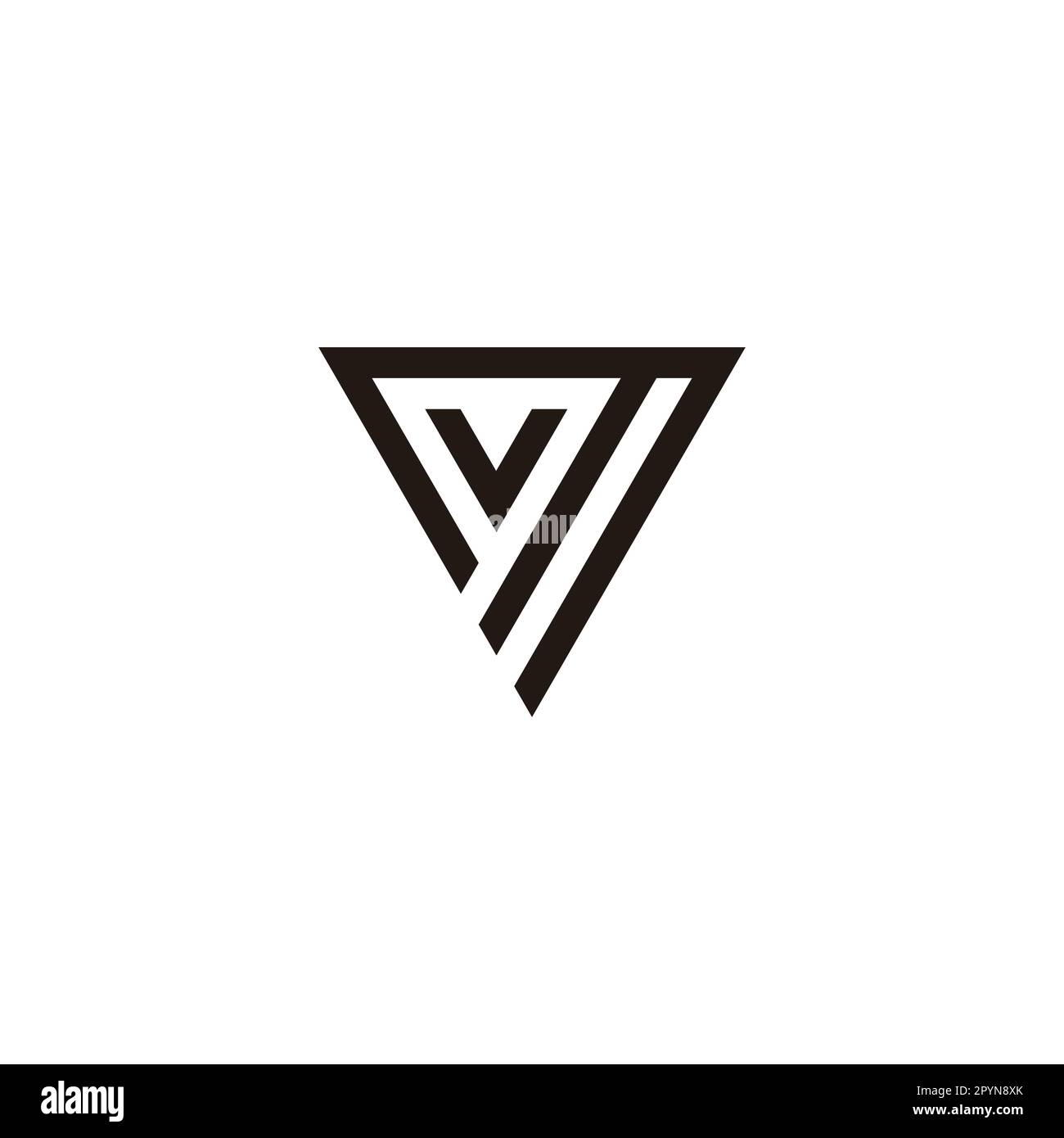 Buchstaben M und V Dreieck einfacher geometrischer Symbol-Logo-Vektor Stock Vektor